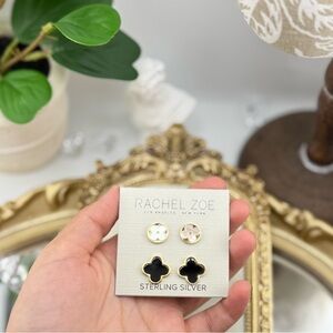 Rachel Zoe Sterling Silver Clover Stud Earrings – Set of 2